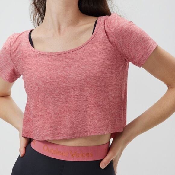 Outdoor Voices All Day CloudKnit Crop Shortsleeve Tee in Desert Rose - Picture 1 of 7